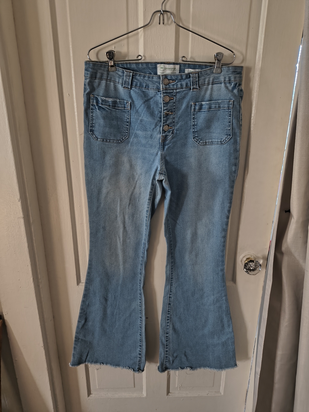 Light Blue Women's Flare Jeans with Button Fly